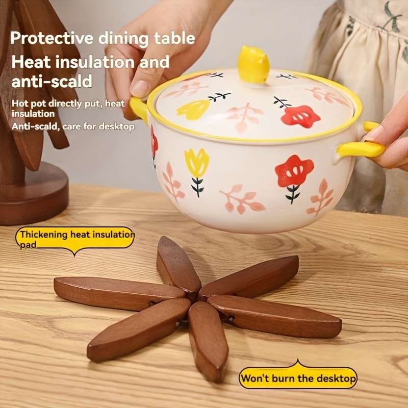 4pcs Heat Resistant Table Mats Wooden Walnut Coasters Creative Tree Shaped Insulation Set Kit