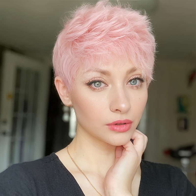 1Pc Pink Color 20.32cm Fashion Design Wig