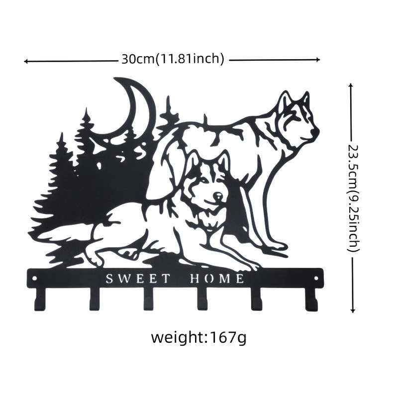 1pc Wolf Pack Wall Decor Hooks Metal Key Holder with Artistic Forest Wolf  Sweet Home De