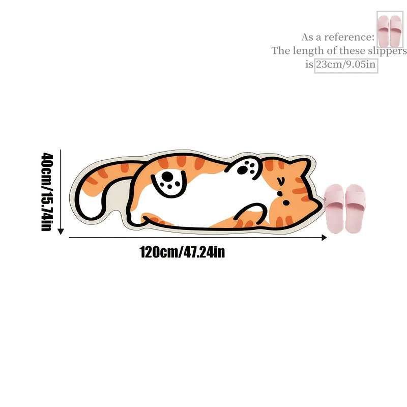 1Pc White edge Of belly cat 50x160cm 19.69x62.99inch Floor Mat