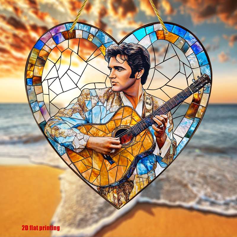 1pc 2D Flat   Vintage Graphic Musical Theme Acrylic Wall Hanging Suncatcher 20.32cm x 20.32cm
