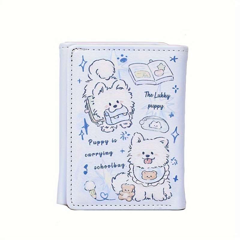 1pc Casual Faux Leather Trifold Wallet for Women Cute Cartoon Print Multiple Card Slots Coin Pur