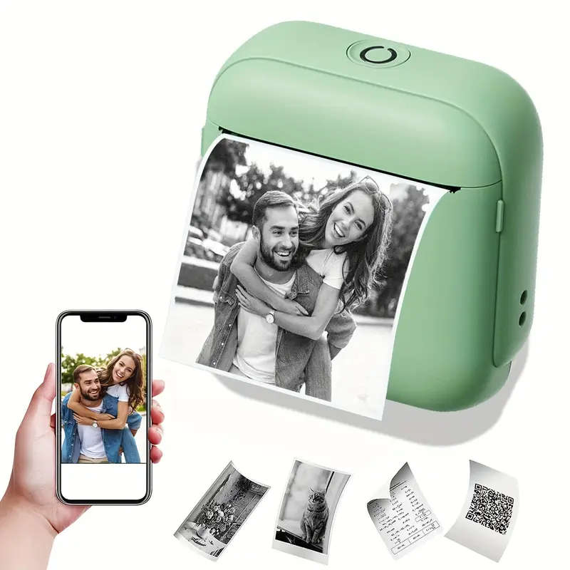 1pc Portable Mini Thermal Printer Instant Print Wireless Wireless Compatible with iOS Android Device