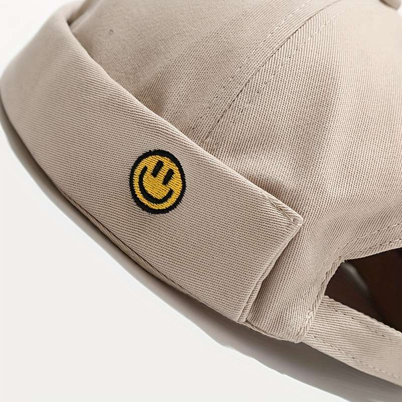 1pc Comfortable Soft Cotton Trucker Hat with Golden Face Embroidery Lightweight Fitted All-Seas