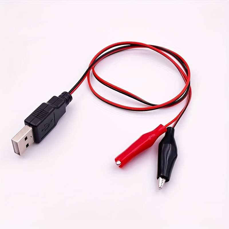 2pcs Male and Female Connection Adapter Cables Crocodile Test Clip USB