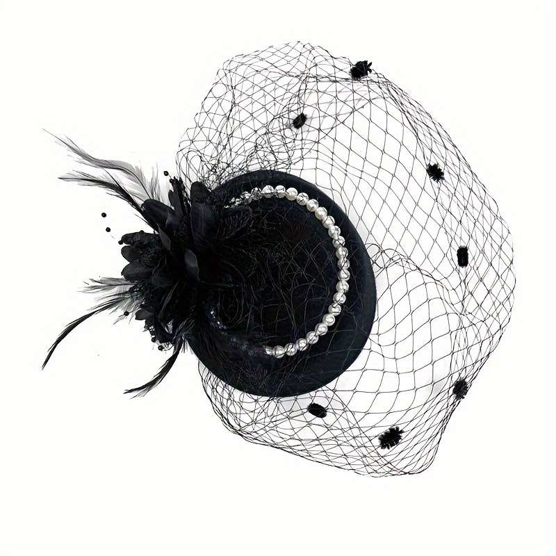 1pc Top Hat Bride Net Hat Cheongsam Accessories Elegant Style Small Top Hat Girl Show Evening Dress