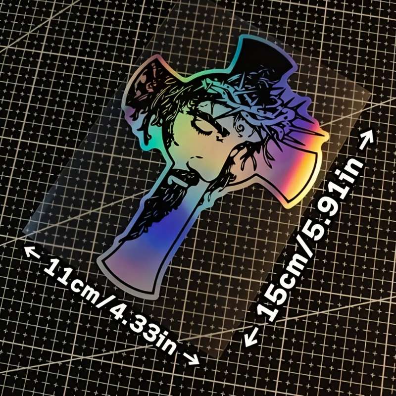1pc Laser Jesus Christian Themed Stickers