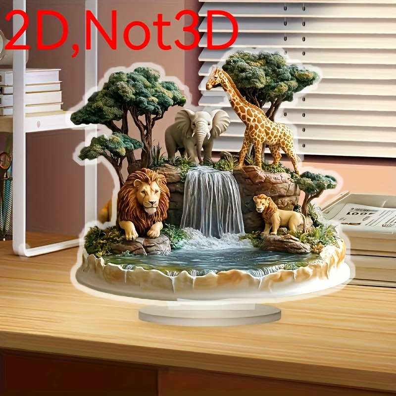 1pc 2D Flat   bohemian decorative ornaments African hunting scene waterfall lion giraffe