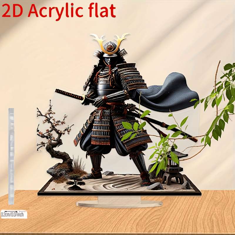1pc 2D Flat  Printing  Acrylic Flat Samurai Armor Decorative Acrylic Figure with Sword and Zen