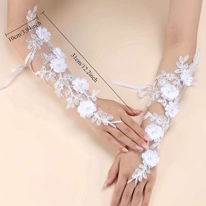 1 Pair Pure White Bridal Wedding Gloves