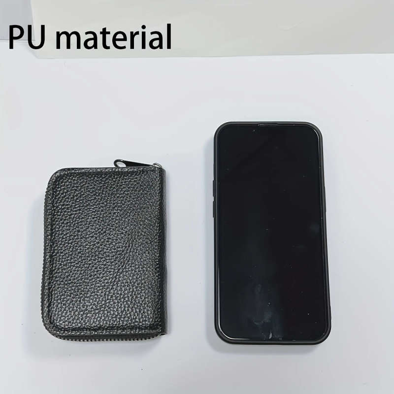1pc Men's Black Casual Faux Leather Zipper Wallet with Multiple Card Slots ID Holder Stylish Accordi