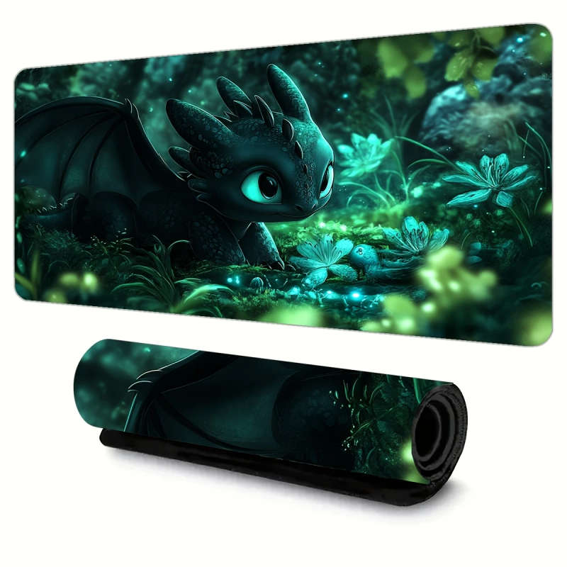 1pc 40x90cm Fluffy Green Forest Dragon Mouse Pad Soft Touch Office Desk Accessory