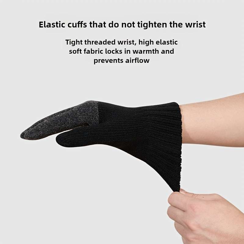 1 Pair Black Wrist Half Finger Warm Gloves