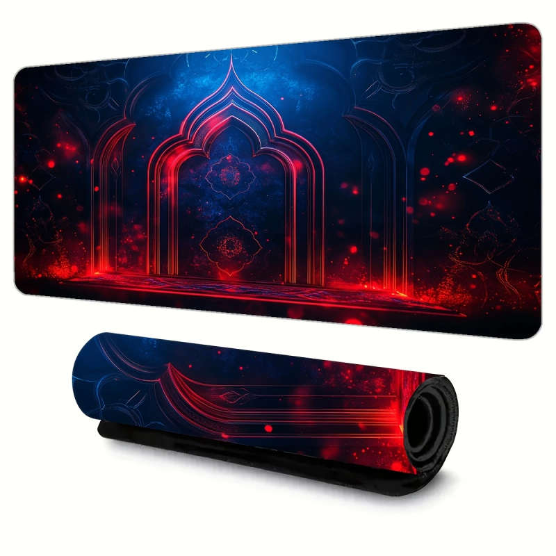 1pc 40x90cm Cyberpunk Mysterious Arch Design Mouse Pad Non-Slip Rubber Base