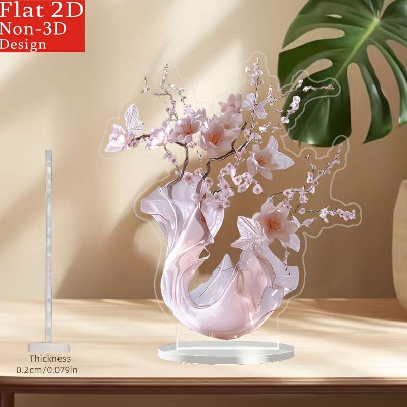 1pc 2D Flat  Acrylic  of Elegant Pink Cherry Blossom Acrylic Table Decoration Cherry Blossom St