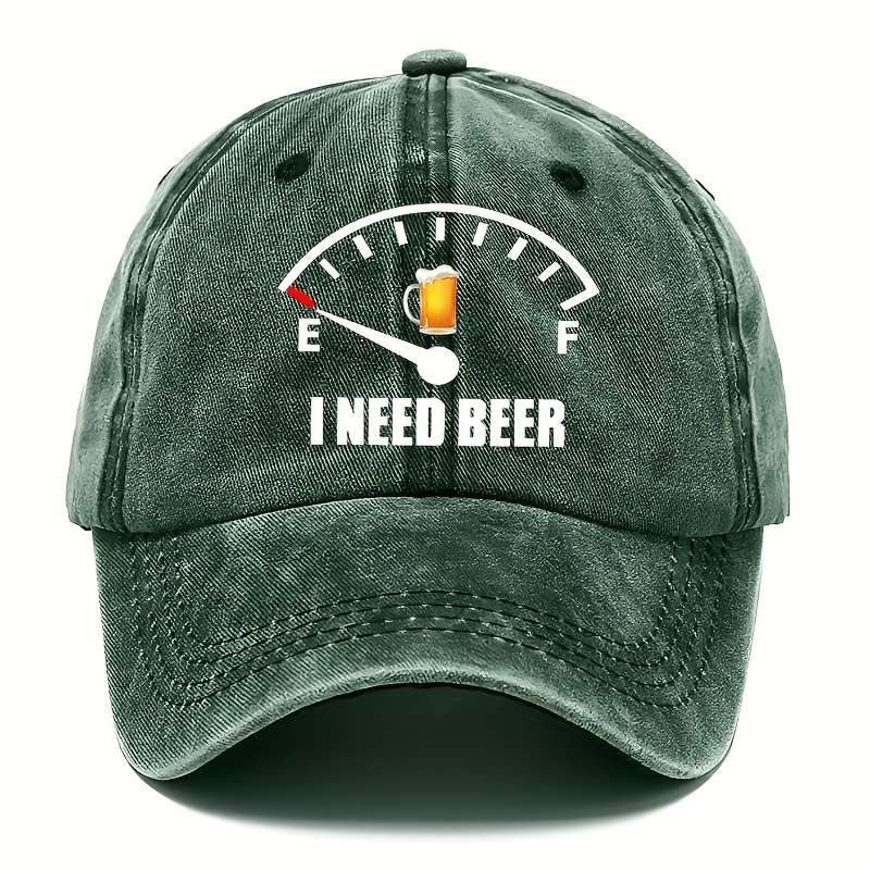 1pc Beer Theme Washed Cotton Baseball Cap Adjustable Hat For Men And Women