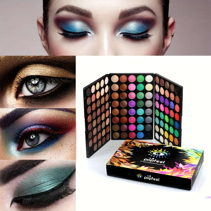 120-Color Eyeshadow Palette Matte Shimmer Finishes Black Tones for Halloween Christmas Makeup