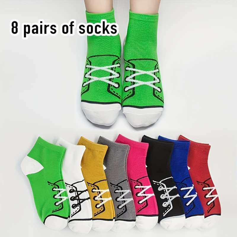 8 Pairs Multicolor One Size High Elastic Socks