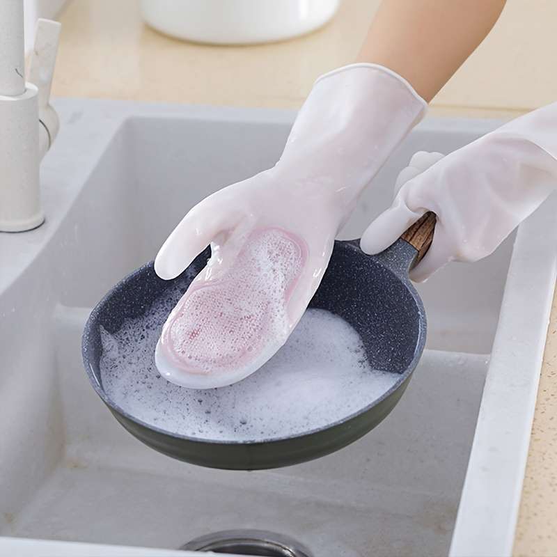 2pcs Colorful Waterproof Rubber Latex Dishwashing Gloves Ideal for Kitchen Bathroom Outdo