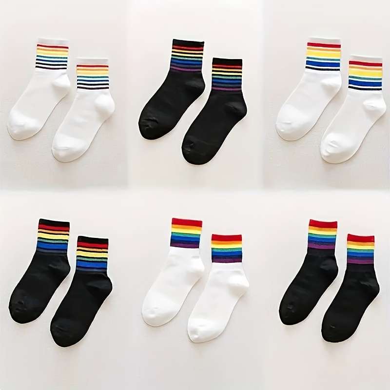 6 Pairs Mixed Color Pack One Size High Elastic Socks