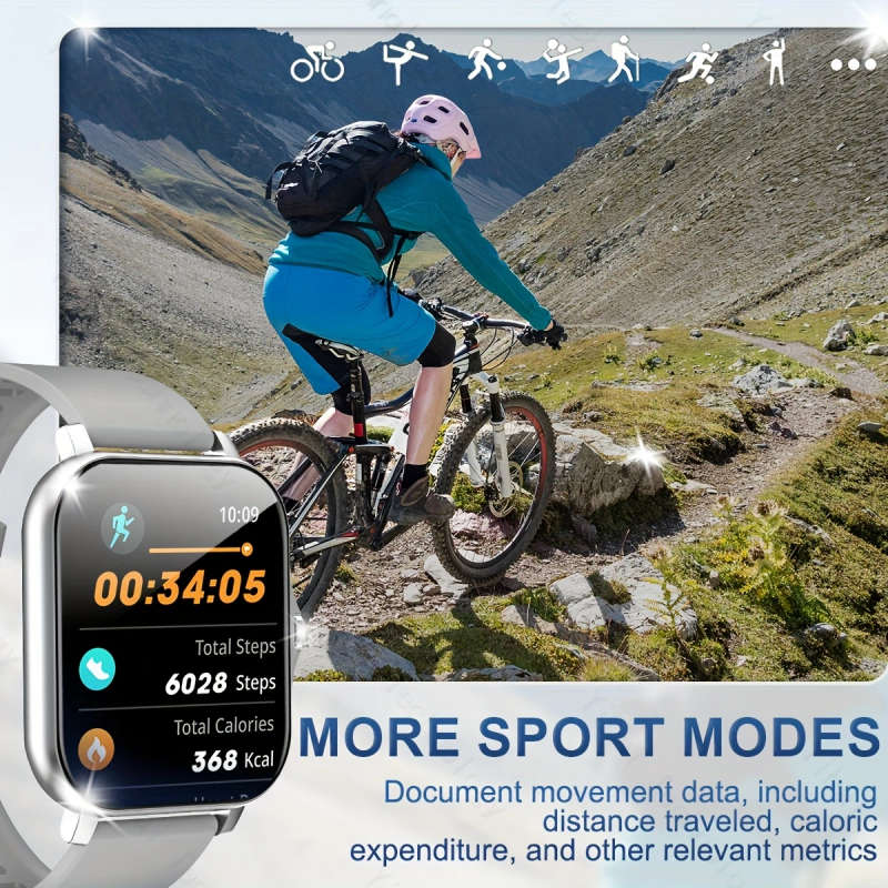 1pc 1.83-inch HD Full Screen Touch Men's and Women's Sports Smart Watch Make Answer Calls Step Count