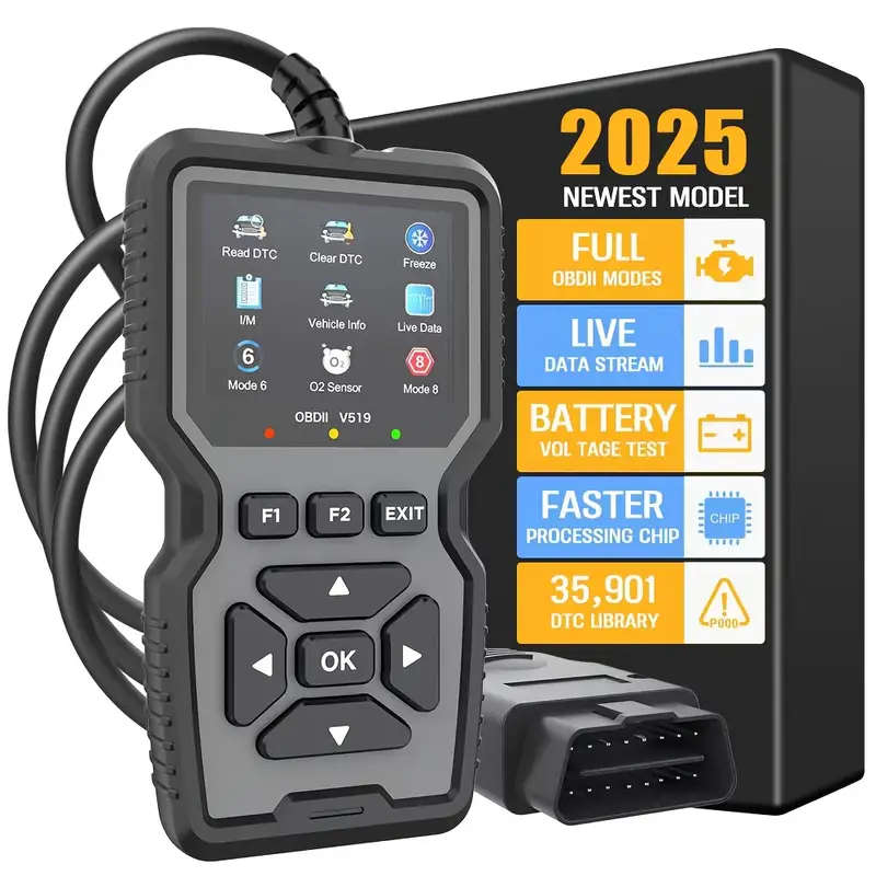 1pc Professional OBD2 Diagnostic Scanner Tool USB Powered Engine Fault Detector Code Reader Battery