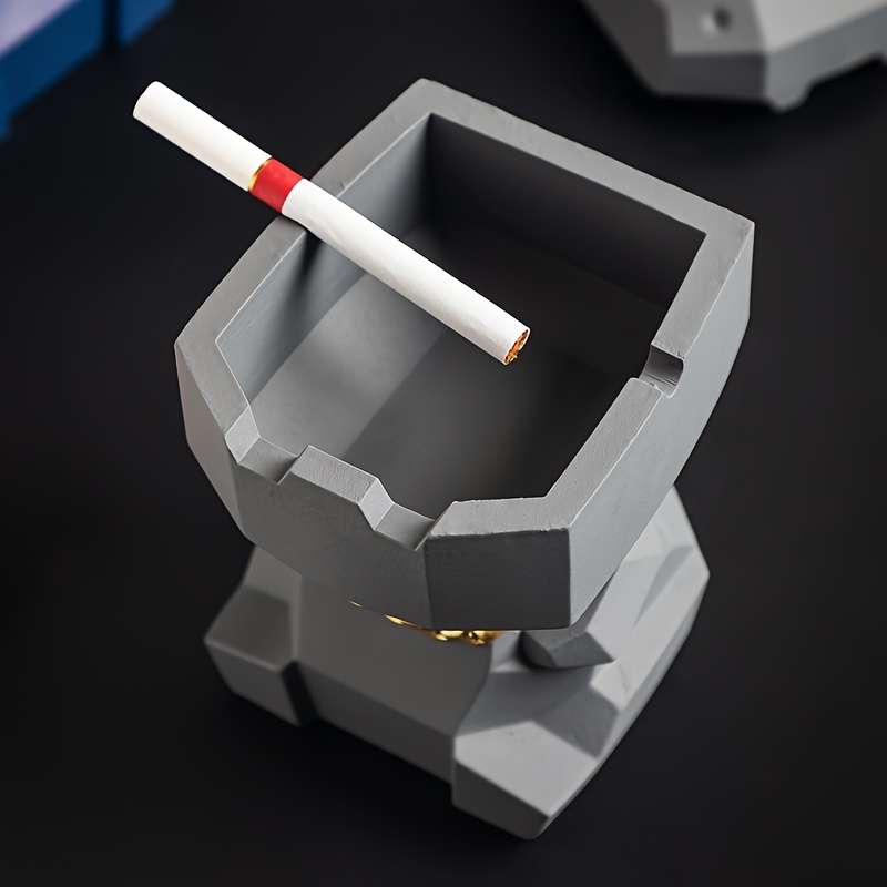 1pc Modern Animal-Shaped Ashtray with Lid Vibrant Color Concrete Stone Design Irregular Shap