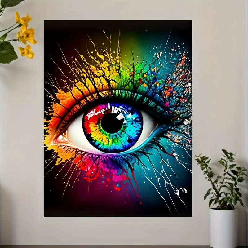 1pc Colorful Eye Abstract Canvas Art 30.48x40.64cm Frameless Modern Wall Decor for Living Room Bedro