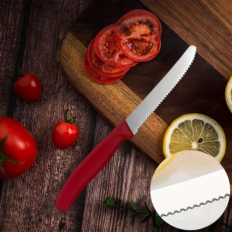 4pcs Premium Stainless Steel Knife Set Sharp Corrugated Edge for Easy Cutting Ergonomic Han