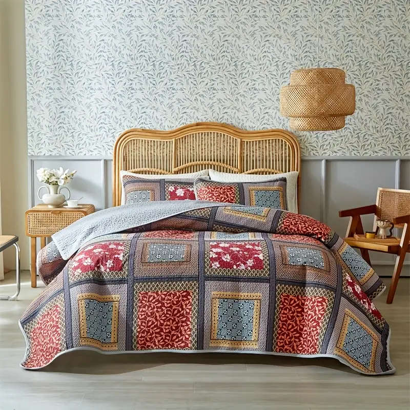 Patchwork Floral European Style Thin Bedspread Set 173cm*229cm