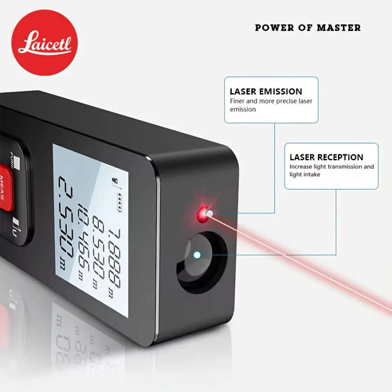 1pc Compact Leica Laser Distance Meter 70m USB Rechargeable High-Precision Measuring Tool
