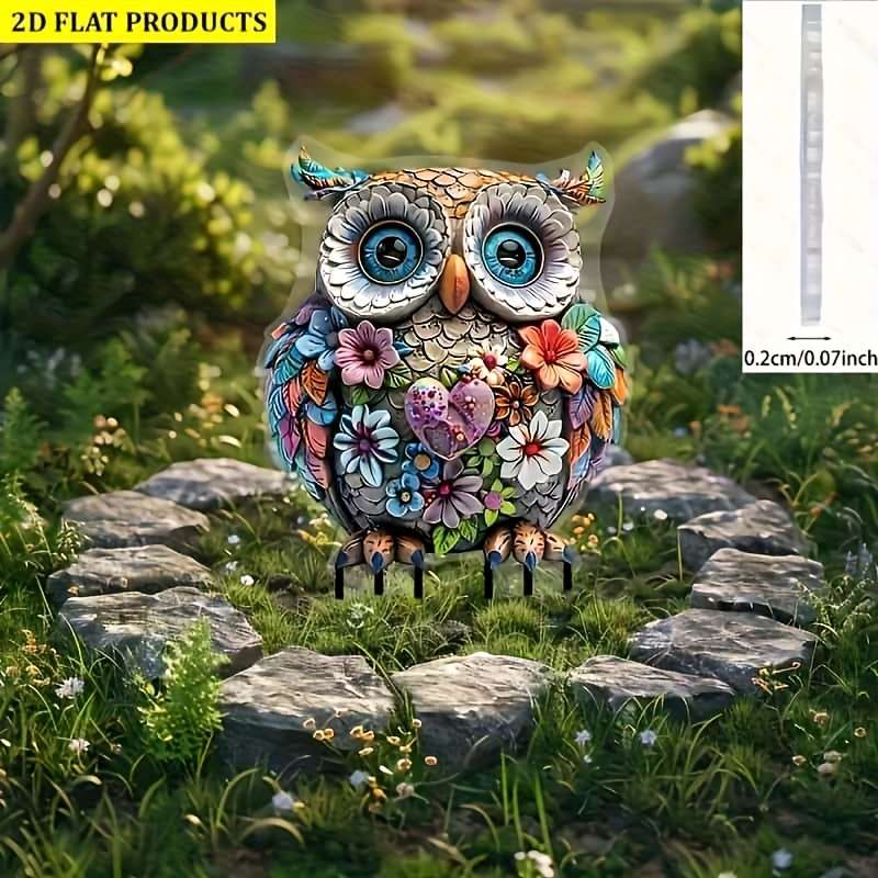 1pc 2D Flat    Fantasy Bohemian Style Acrylic Owl Garden Ground Insert