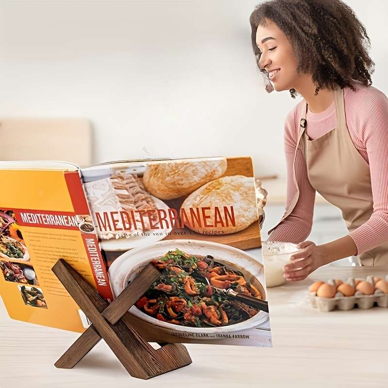 1pc Versatile Wooden Kitchen Organizer Recipe Stand Tablet Holder Decorative Display for Photo