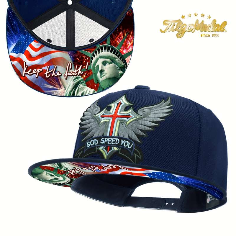 1pc TilgoMedal Navy and Black Wool Snapback Baseball Cap God Speed You Embroidery with Amer