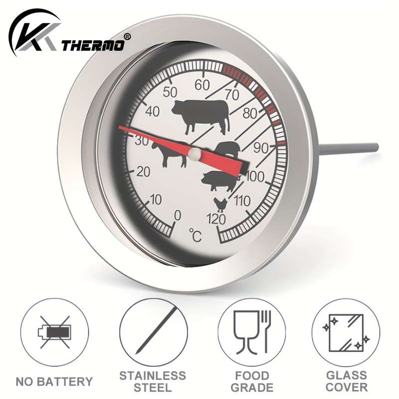 1pc Stainless Steel Instant Read Thermometer for BBQ Kitchen Dual Celsius Fahrenheit Display P