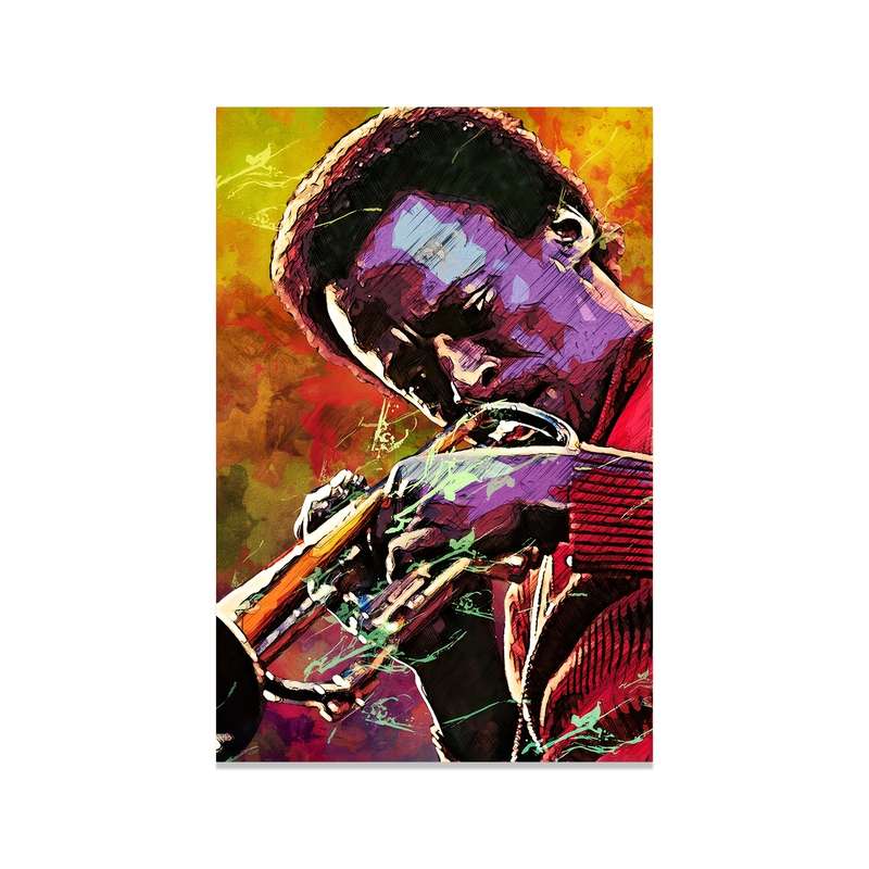 1pc  Frameless Miles Davis Canvas Poster Vibrant Abstract Jazz Art Wall Decor 30.48x45.72 cm