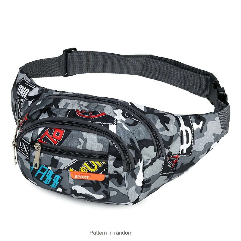 1pc Leisure Sports Outdoor Waist Bag Shoulder Messenger Bag Chest Bag Wear-Resistant Oxford Cloth