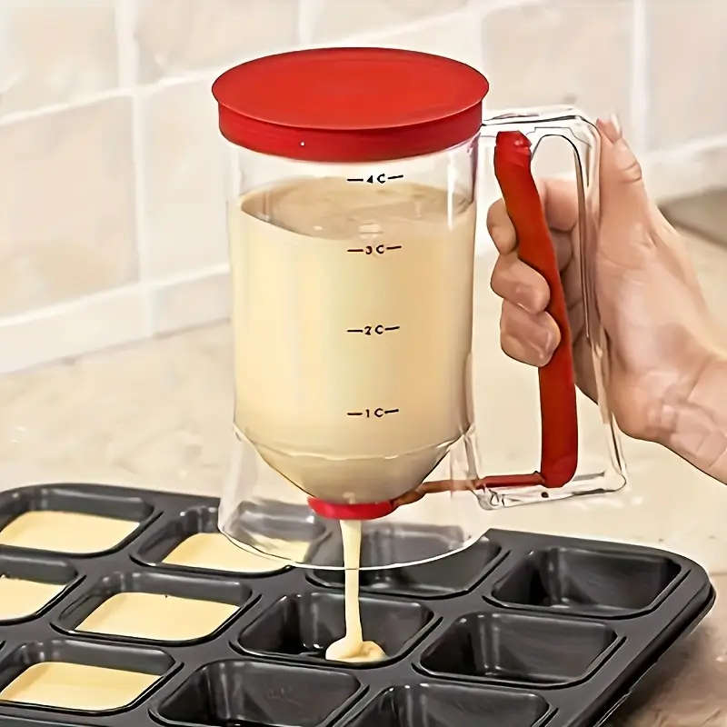 1pc Pancake Batter Dispenser with Handle Easy Pour Kitchen Gadget for Perfect Pancakes Cupcakes Waff