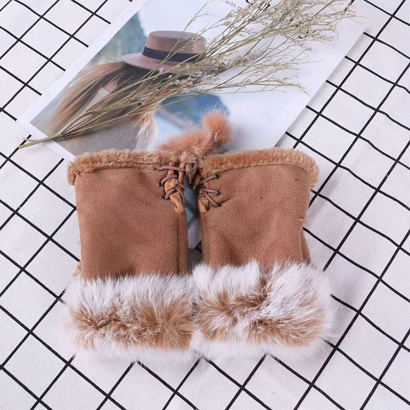 1 Pair Khaki Warm Gloves