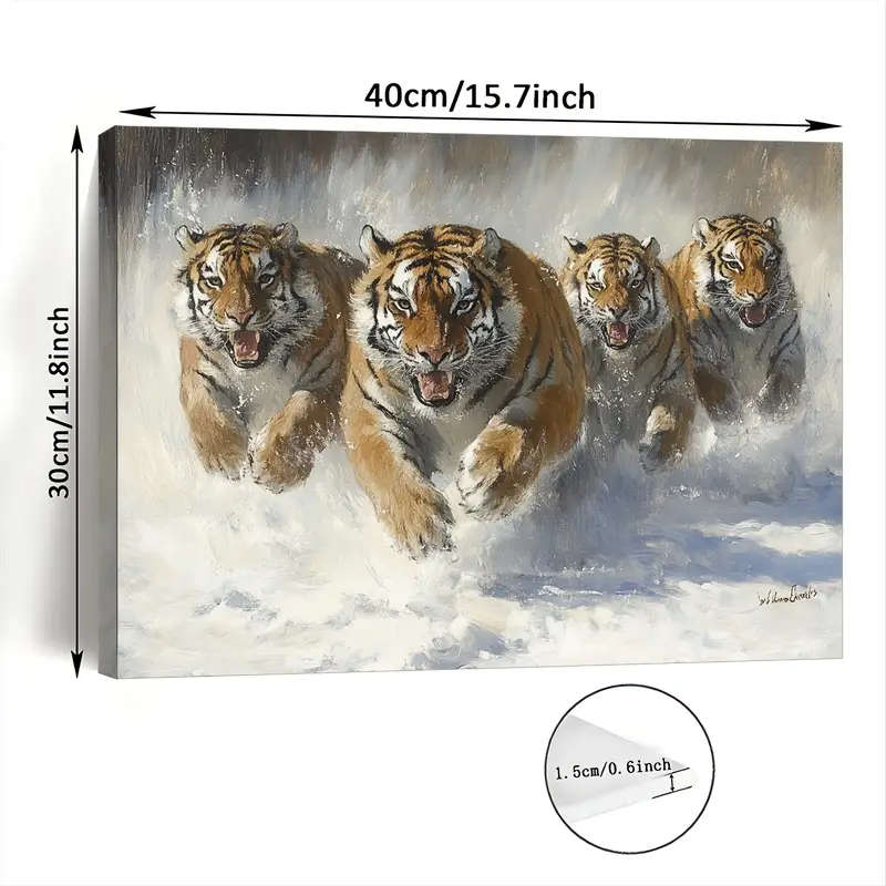 1pc Wooden Framed Canvas Painting a group of tigers Wall Art Prints for Living Room Bedroom Kitchen
