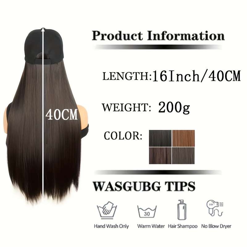 1Pc Black 40.64cm Fashion Design Wig