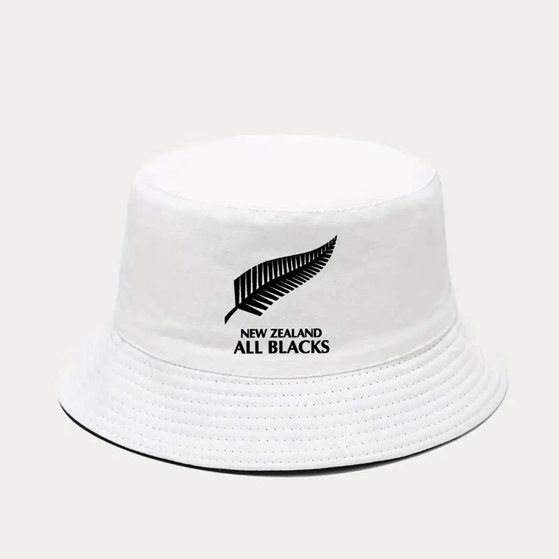 1pc New Zealand All Blacks Printed Bucket Hat Breathable Sun Hat Unisex Outdoor Vacation Travel Fold