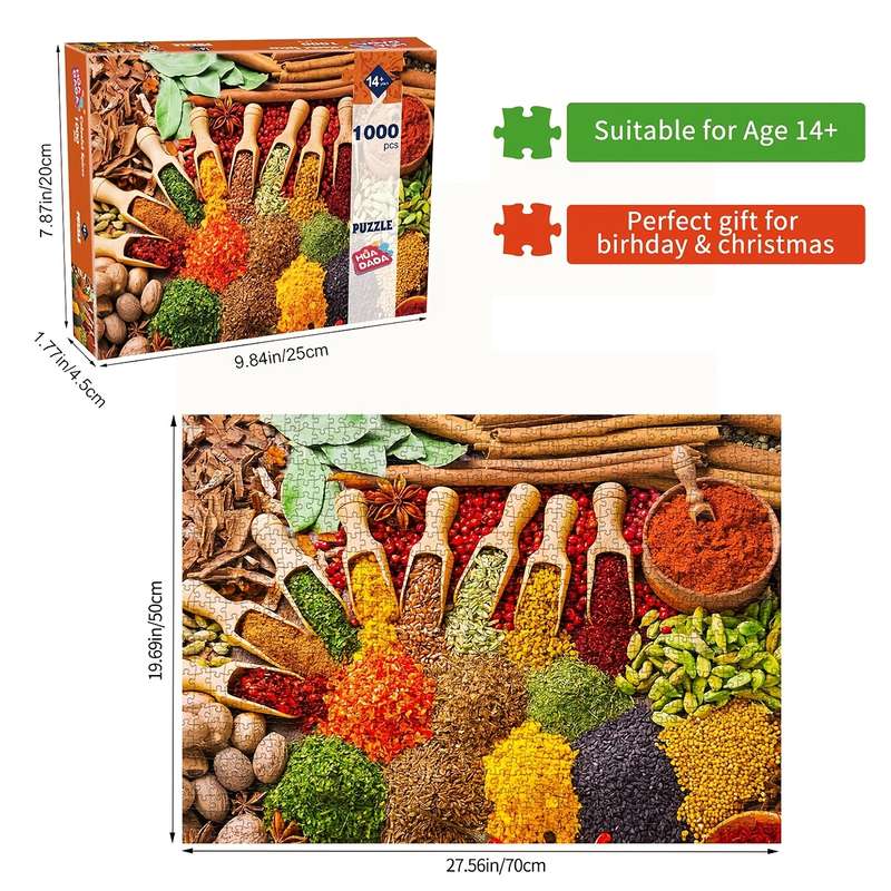 1000pcs HUADADA Spice Themed Jigsaw Puzzle Educational Cardboard Rectangle Puzzle f