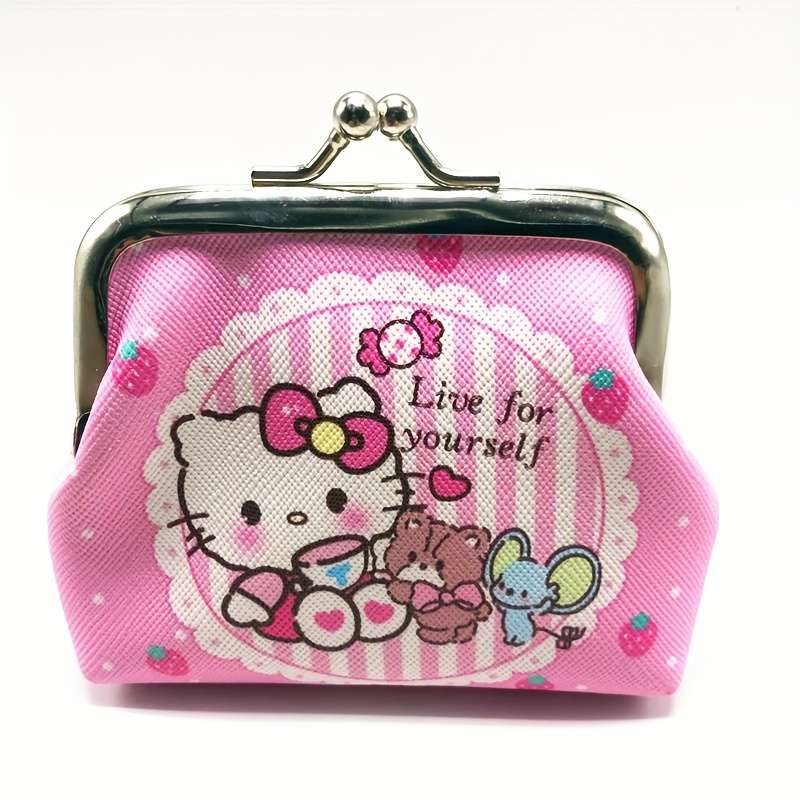 1pc For Hello Kitty Cartoon Coin Pouch Mini Clutch Kiss-Lock Purse Kawaii Storage Bag Wallet