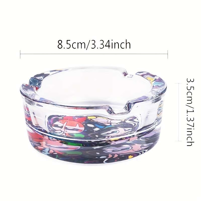 1pc 3 Girls Pattern Glass Ashtray 85mm Round Creative Design Non-Electric Glass Material Round