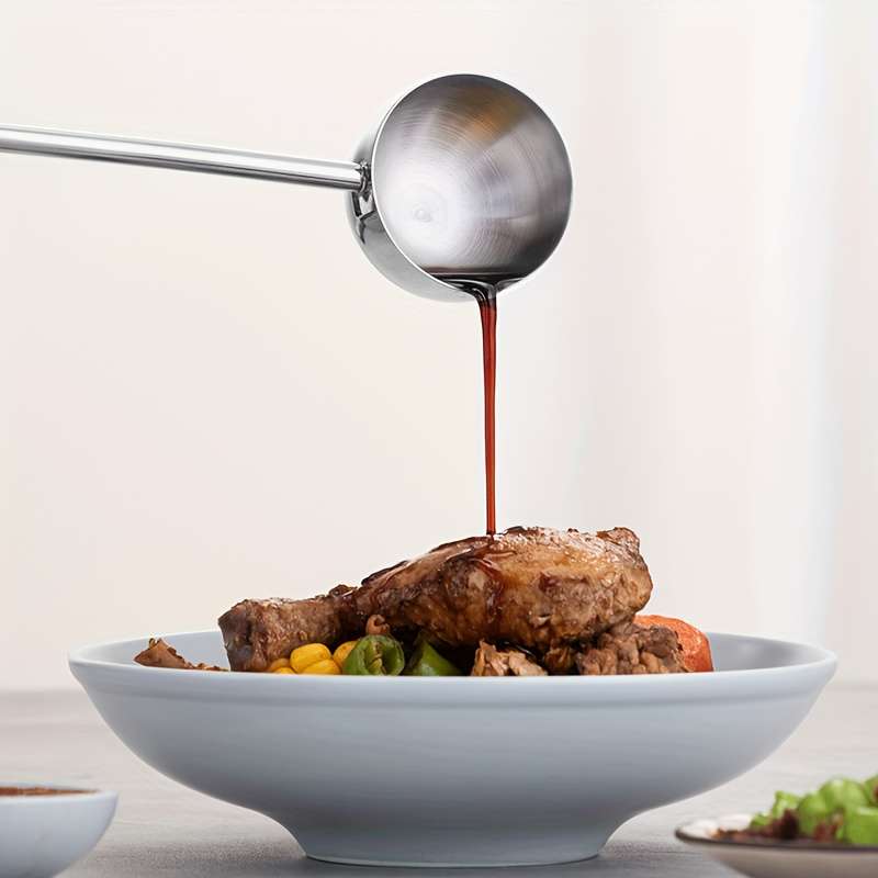 1pc Premium 304 Stainless Steel Long Handle Soup Ladle Durable Kitchen Spoon for Sauces Dres