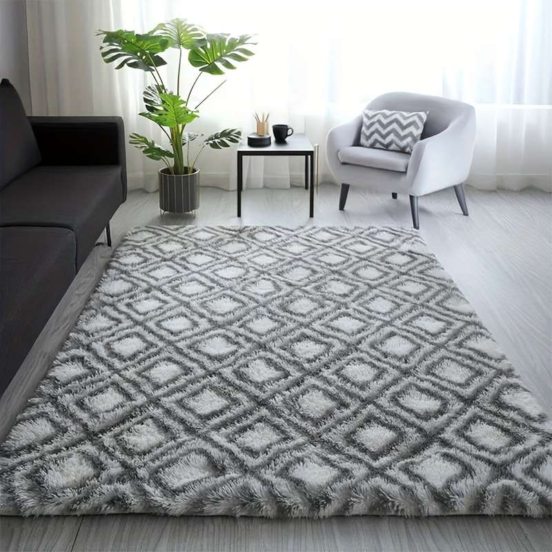 1Pc White background gray square 120x160cm 47.24x62.99inch Floor Mat