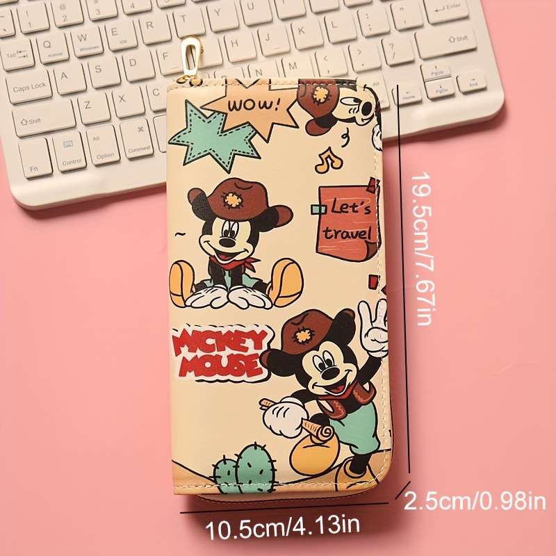 1pc Disney 1pc Cartoon Mickey Men and Women Wallet Mickey Mouse Printed Anime Fashion Long Zipper