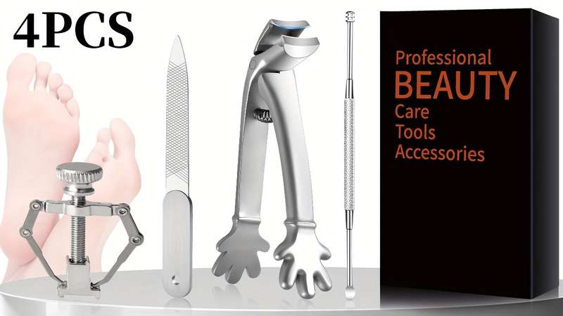 4pcs Heavy Duty Toenail Clippers Set Ergonomic Large Angled Head Nail Clippers with Catcher