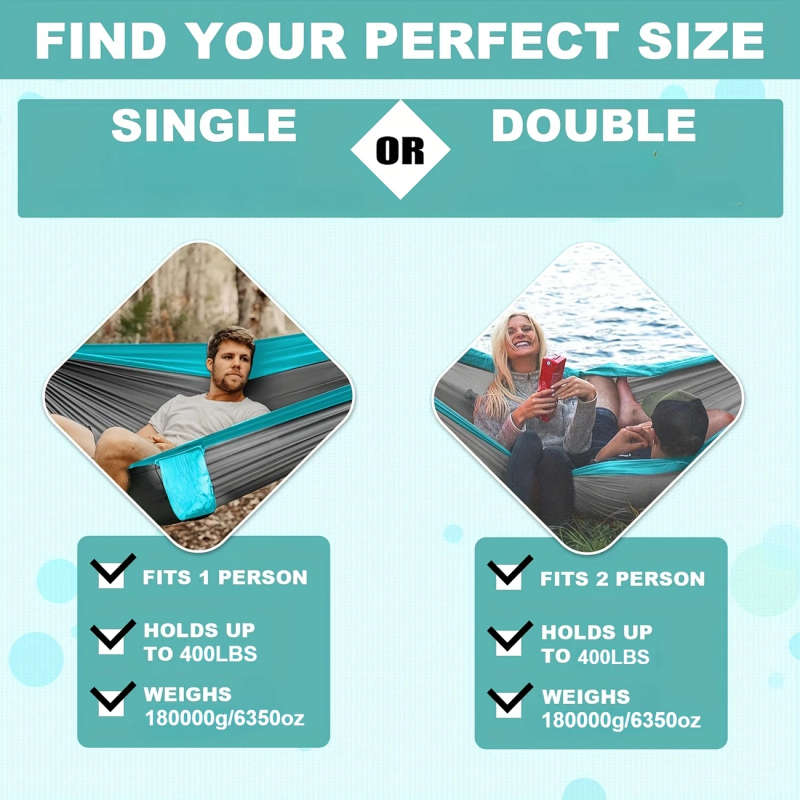 1pc Camping Hammock Single Portable Hammock With 2 Tree Straps And Storage Bag Ideal For Outdoor Ind